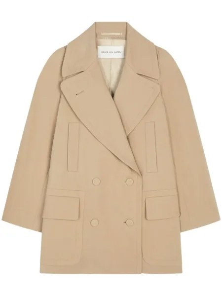 DRIES VAN NOTEN двубортное пальто, нейтральный цвет