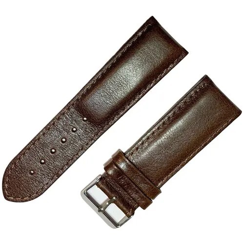 Ремешок 2608-01 М (кор) Druid Коричневый кожаный объемный ремень для мужских наручных часов из натуральной кожи 26 мм гладкий