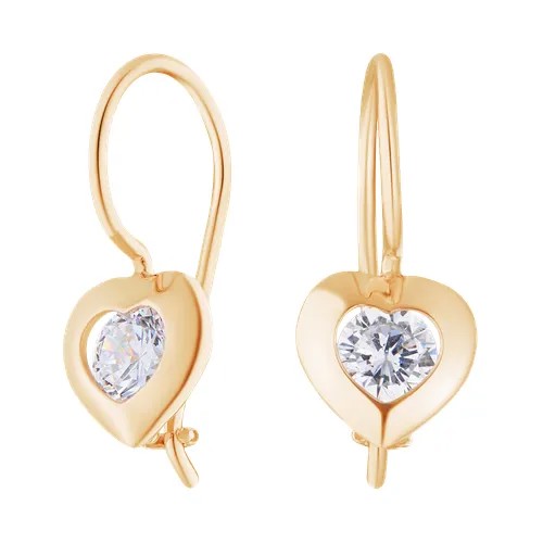 Серьги Ювелир Карат, серебро, 925 проба, золочение, фианит, , золотистый