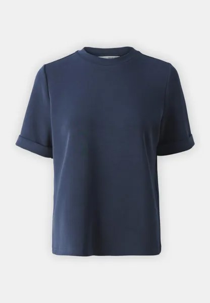 Базовая футболка SLFTENNY O NECK FOLD UP TEE Selected, темно-синий