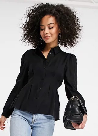 Черная шелковая блузка с поясом на резинке Vero Moda Tall-Черный цвет