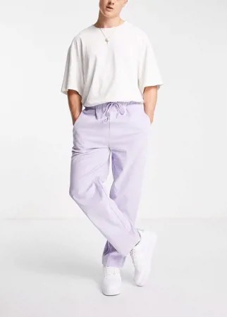 Сиреневые вельветовые брюки со шнурком Another Reason-Фиолетовый цвет