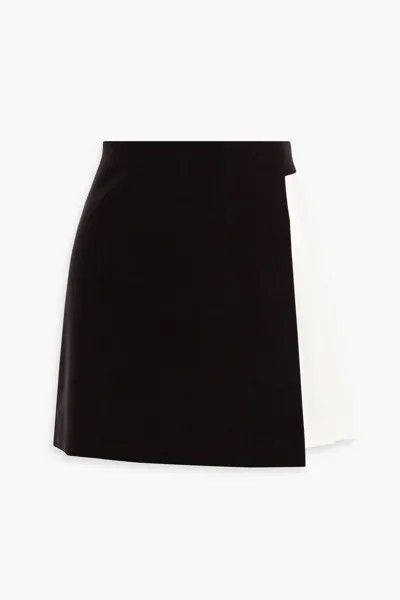 Двухцветная тканая мини-юбка Toni со складками Alice + Olivia, черный