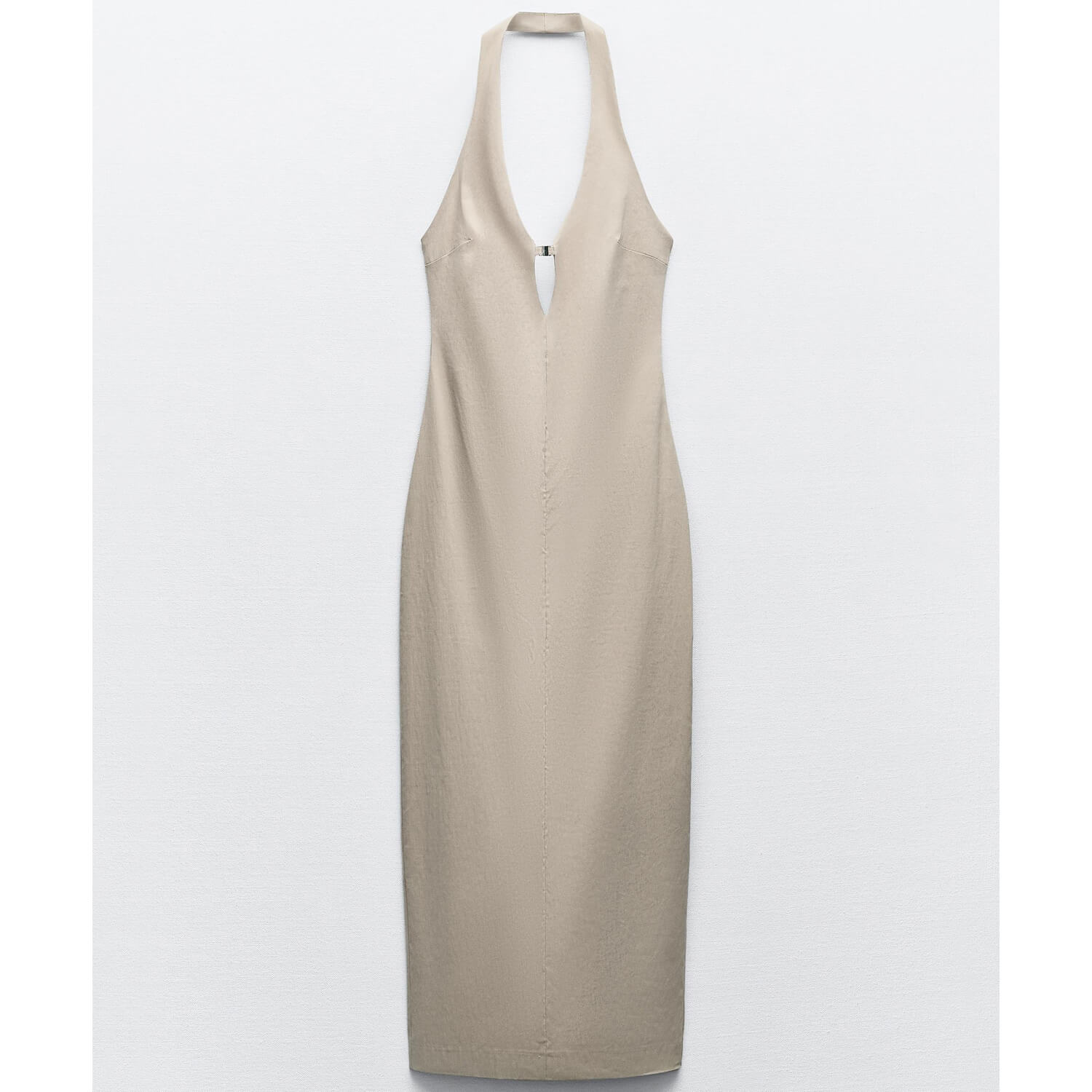 Платье Zara Stretch Halter Midi, светло-коричневый