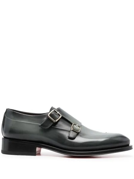 Santoni туфли монки с миндалевидным носком, зеленый
