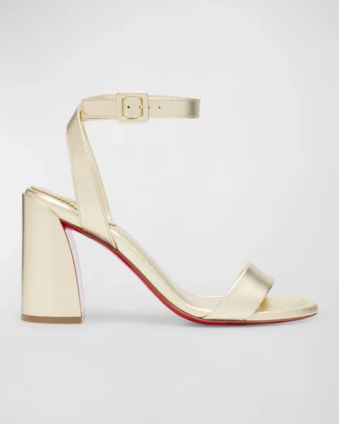 Сандалии Miss Sabina на красной подошве с эффектом металлик Christian Louboutin, цвет G306 Platine
