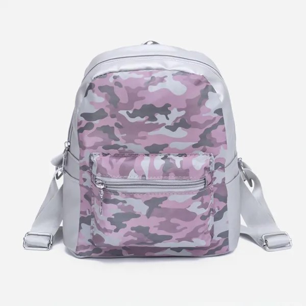 Рюкзак детский, отдел на молнии, наружный карман, светоотражающий, цвет серый/розовый