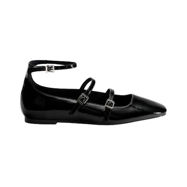 Балетки Pull&Bear Multi-strap Buckled Flats, черный