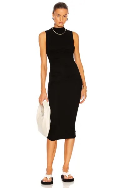 Платье миди Enza Costa Silk Rib Sleeveless Twist, черный