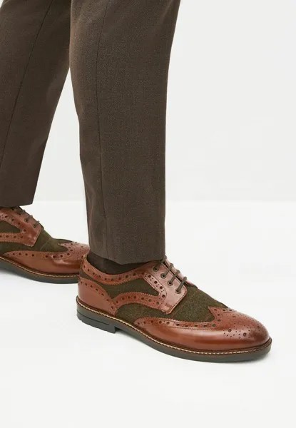 На шнуровке Tweed Detail Brogues Next, цвет tan brown