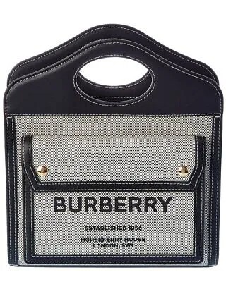 Burberry Женская сумка-тоут с карманами из ткани и кожи, серая