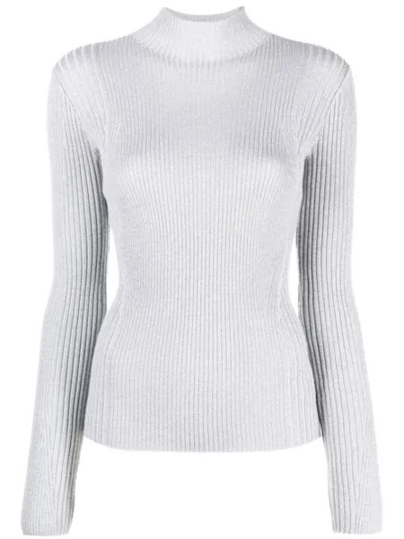 Dion Lee джемпер в рубчик с эффектом металлик, серый