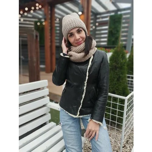 Комплект  Комплект головной убор + аксессуар Helen Style, размер 53-55, бежевый