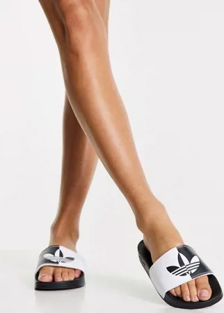Контрастные черно-белые шлепанцы adidas Originals Adilette lite-Черный цвет