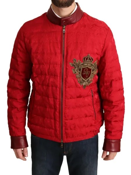 Куртка DOLCE - GABBANA Красный парчовый бомбер с золотой короной и логотипом IT48 / US38 / M