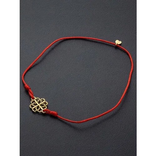 Браслет Angelskaya925 Тонкий браслет красная нить на руку, размер 24 см, красный, золотистый