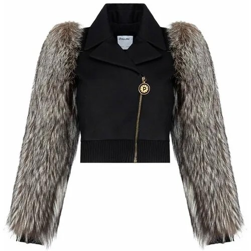 Куртка  Pollini, средней длины, из овчины, размер 40, черный
