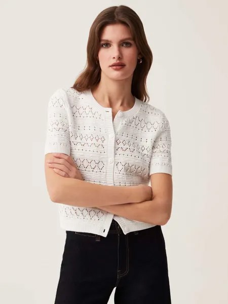 Кардиган крючком манише корте Ovs, цвет white