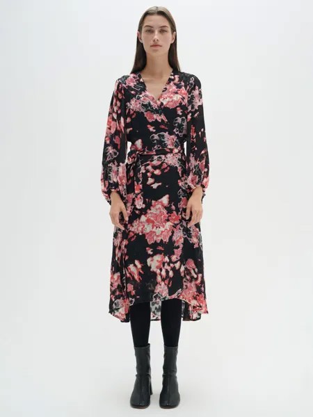 Платье миди с абстрактным запахом InWear Basira, черный
