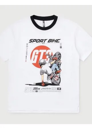 Трикотажная футболка с удлиненной спинкой КБ 301368 Белый 146