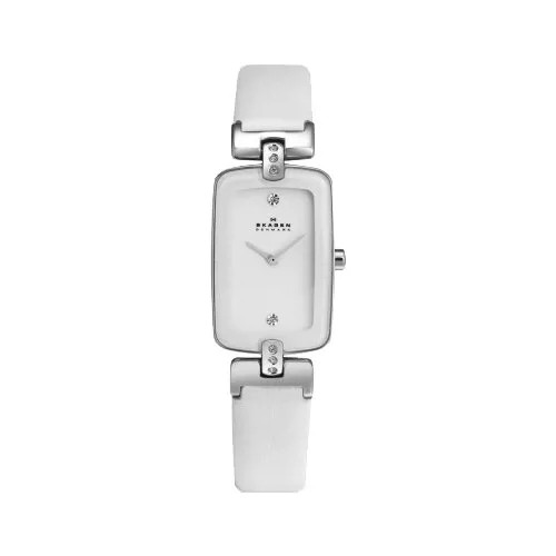 Наручные часы SKAGEN женские Leather H01SSLW кварцевые, водонепроницаемые, белый, серебряный