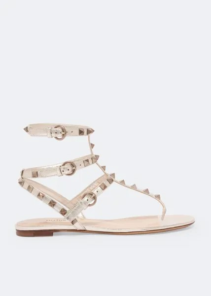 Сандалии VALENTINO GARAVANI Rockstud flat sandals, металлик