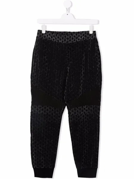 Balmain Kids спортивные брюки с эффектом металлик