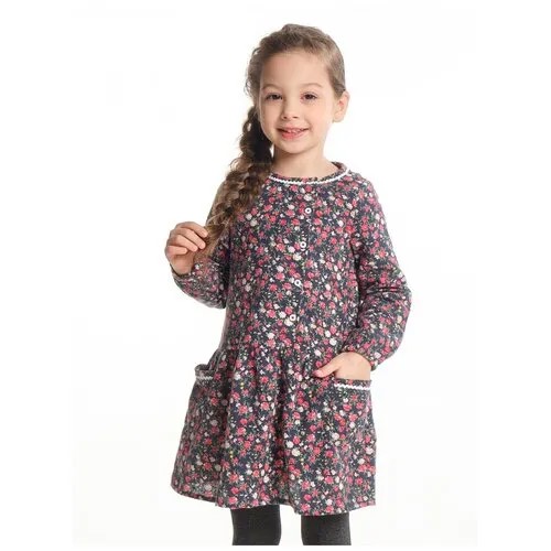 Платье Mini Maxi, фланель, хлопок, флористический принт, размер 104, мультиколор
