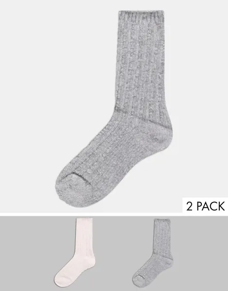 Набор из 2 пар носков из мягкой синели серого и розового цвета Loungeable-Мульти