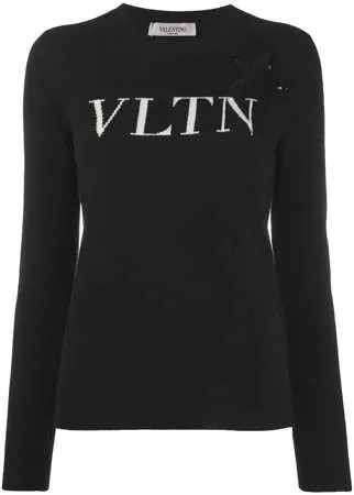 Valentino трикотажный джемпер с нашивкой и логотипом VLTN