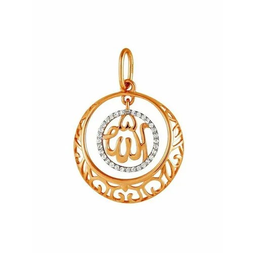 Подвеска GOLD CENTER, красное золото, 585 проба, фианит