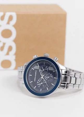 Серебристые часы-браслет с темно-синим циферблатом ASOS DESIGN-Серебристый