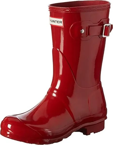Ботинки Hunter — женские оригинальные короткие глянцевые ботинки, красный в стиле милитари, 5 шт.