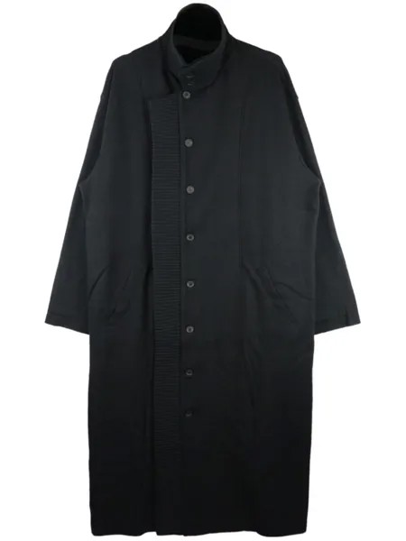 Yohji Yamamoto однобортное пальто с высоким воротником, черный