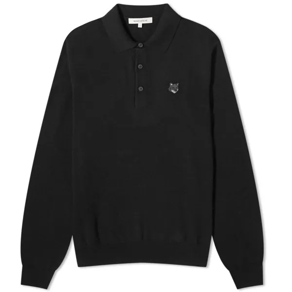 Рубашка Maison Kitsune Bold Fox Head Patch Knitted Polo, черный