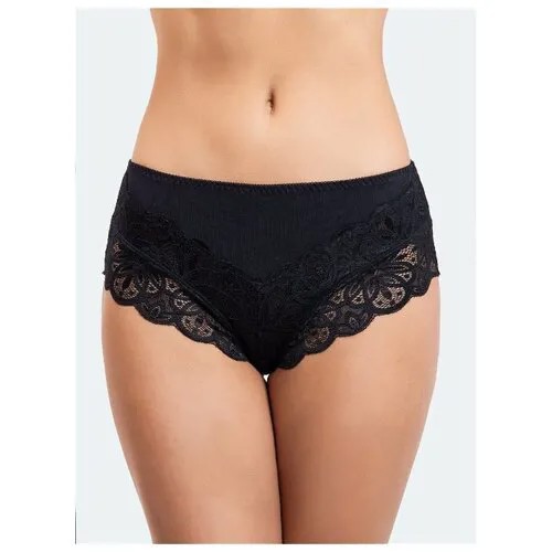 Vis-a-Vis Трусы слипы высокой посадки с кружевом, размер L, black