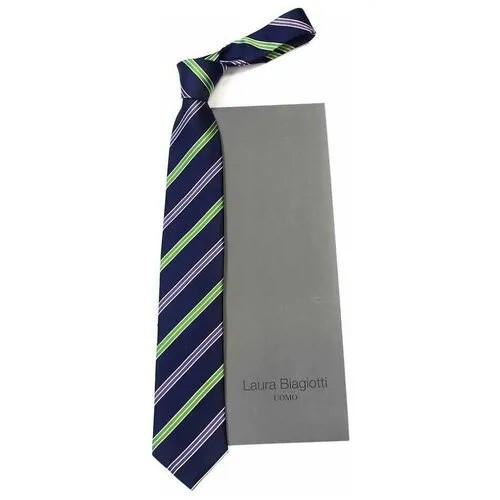 Классический синий галстук в яркие полосы Laura Biagiotti 822483
