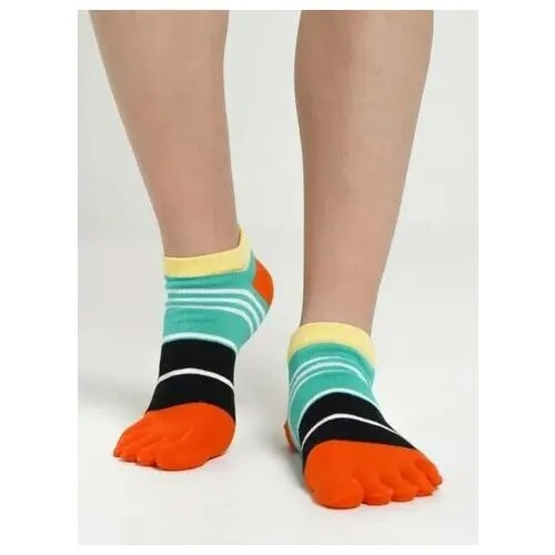 Мужские носки , 1 пара, укороченные, размер 39-44, черный, оранжевый