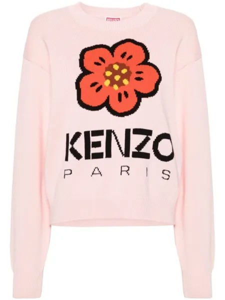 Kenzo джемпер Boke Flower вязки интарсия, розовый