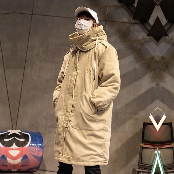 Парные свободные вельветовые пальто большого размера в Корейском стиле средней длины, однобортные мужские пальто с длинным рукавом и хлопк...