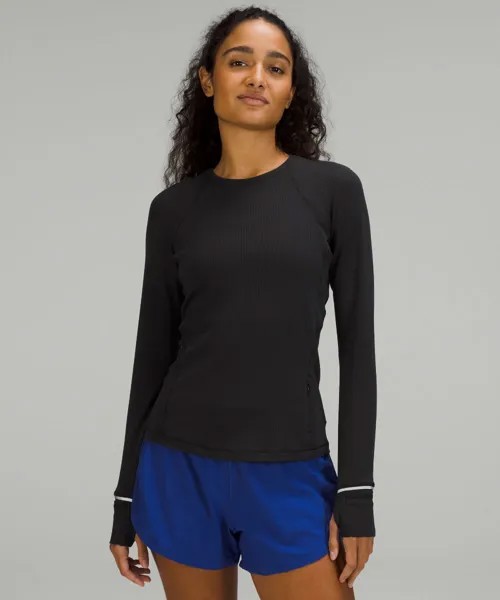 Рубашка в рубчик с длинными рукавами It's Rulu Run Lululemon, черный