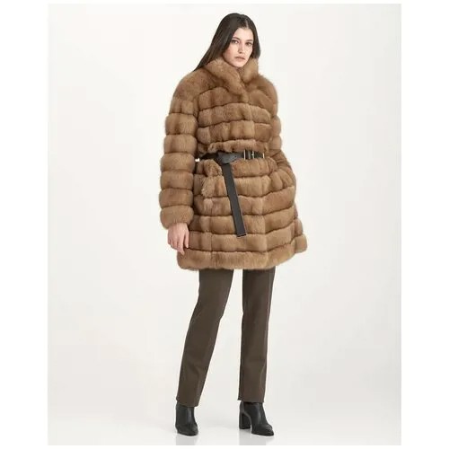 Пальто Gianfranco Ferre, соболь, силуэт прямой, пояс/ремень, размер 42, коричневый