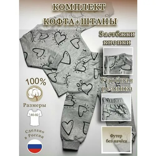 Комплект одежды Малышеево, размер 92, серый