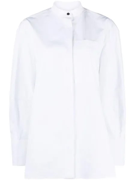 Jil Sander рубашка с воротником-стойкой, белый
