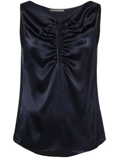Атласная блузка со сборками Alberta Ferretti, синий
