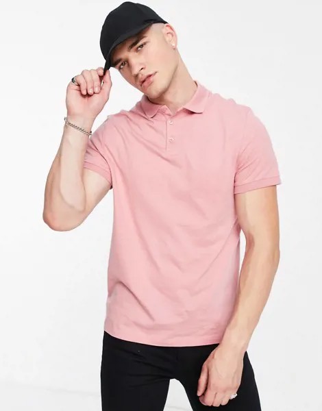 Розовое выбеленное трикотажное поло из органического хлопка ASOS DESIGN-Розовый цвет