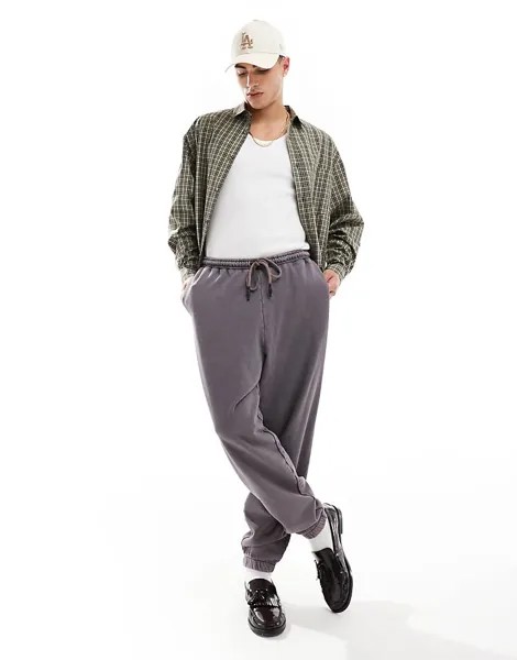 ASOS DESIGN – графитовые джоггеры оверсайз с потертым эффектом