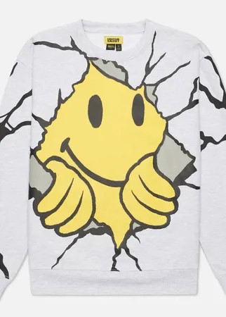 Мужская толстовка Chinatown Market Smiley Dry Wall Breaker Crew Neck, цвет серый, размер M