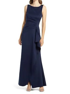 ELIZA J Женское темно-синее длинное вечернее платье без рукавов с V-образным вырезом на спине 14