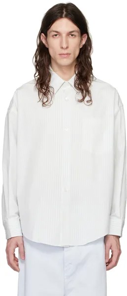 Бело-синяя рубашка в полоску AMI Alexandre Mattiussi